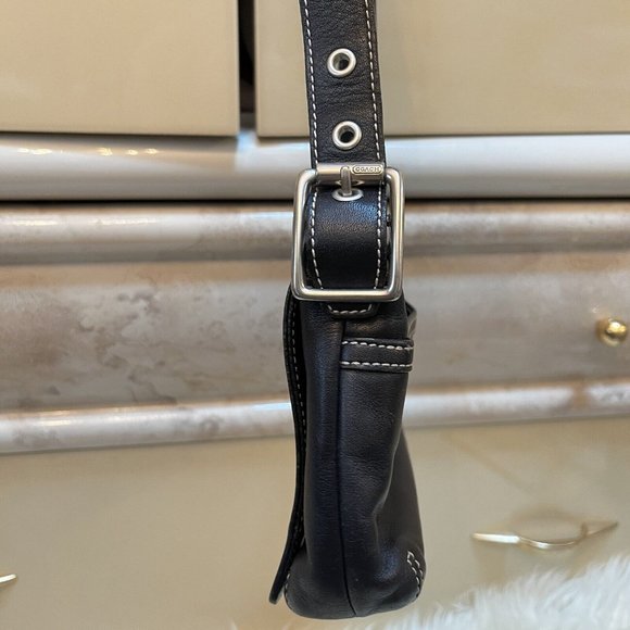 Vintage Y2k Coach Legacy Soho Black Leather Contrast Stitch Crossbody Hand Bag - Picture 4 of 10